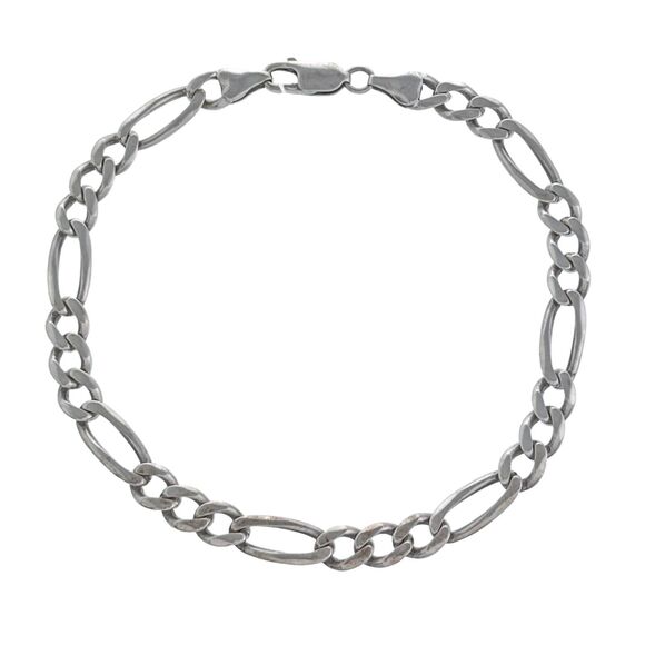 Vintage Sterling Silver 925 6mm Figaro Chain Lobster Clasp Bracelet 9.5" - Picture 1 of 5